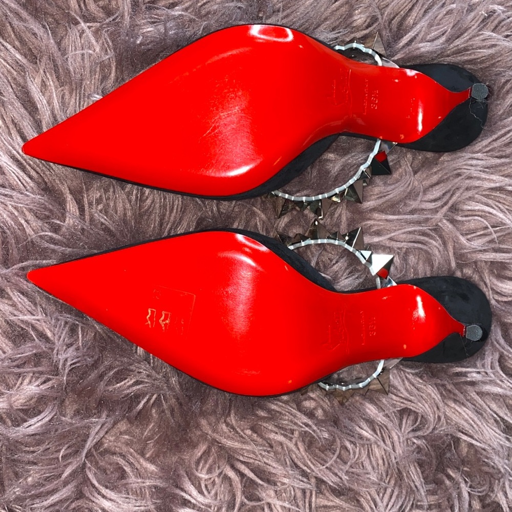 Christian Louboutin Black and Silver Mules. 36.5